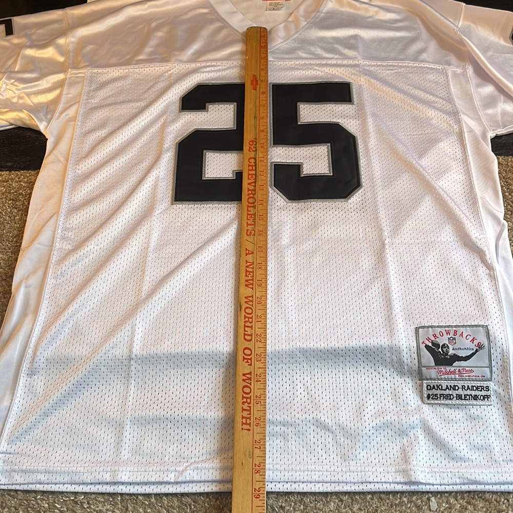 Oakland Raiders Throwback Fred Biletnikoff NFL Football Jersey White Size XXL 56 - Picture 8 of 8
